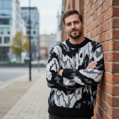 Unique Patterned Crew Neck Sweater
