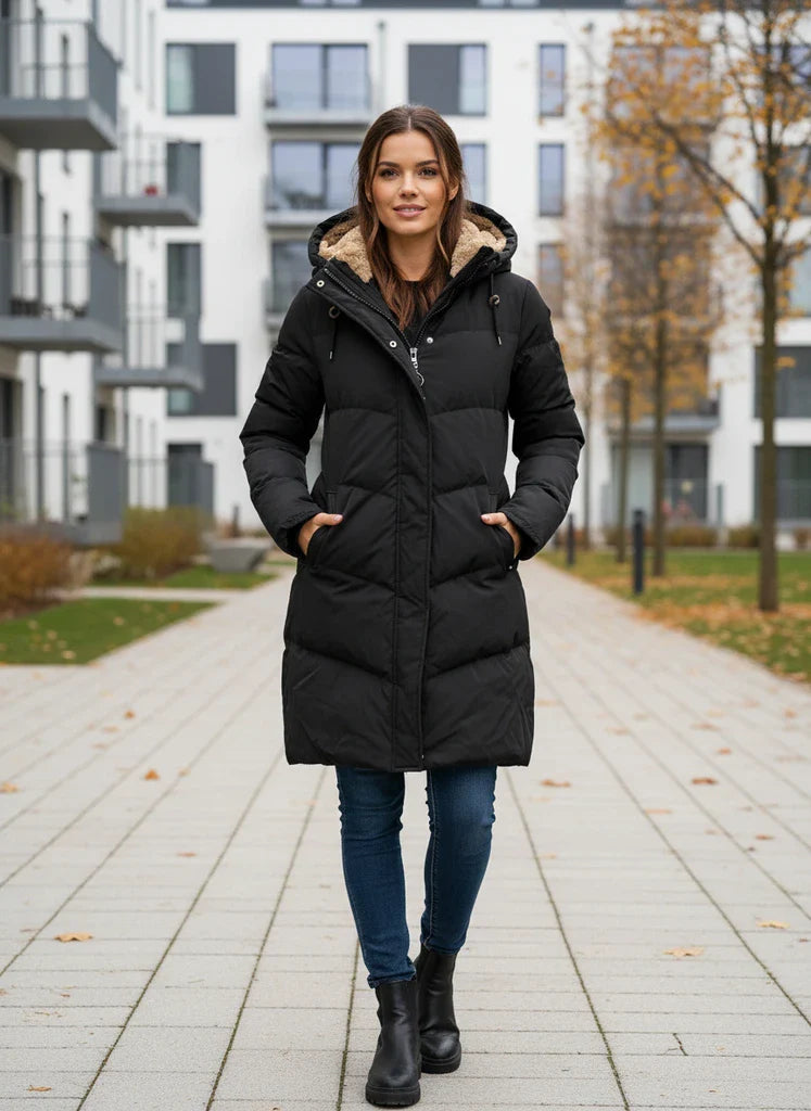 Warm Women's Fleece Lined Parka Coat - VibreMode