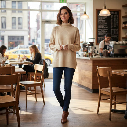 Soft Women's Cable Knit Turtleneck Sweater