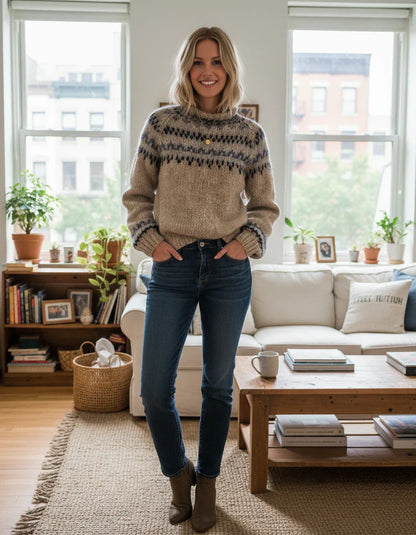 Warm Winter Crew Neck Knit Sweater for Women