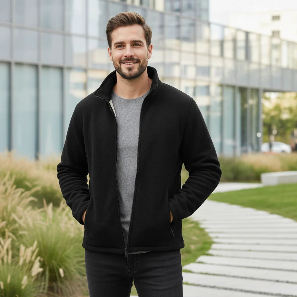 Warm Men's Fleece Hoodie Jacket - VibreMode