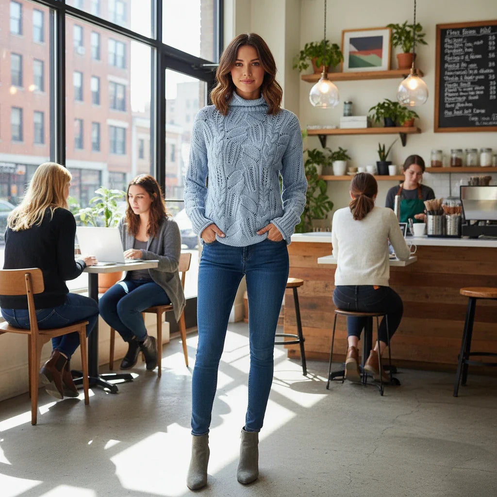 Soft Cable Knit Women's Turtleneck Jumper