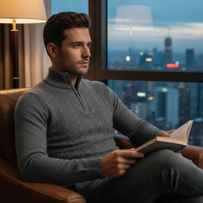 Cozy Textured Zip Up Sweater