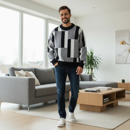Multicolor Patterned Knit Sweater - VibreMode