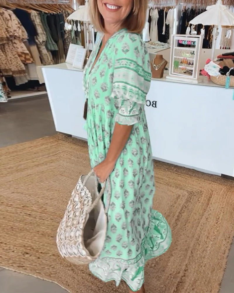Women's Boho Midi Tassel Dress
