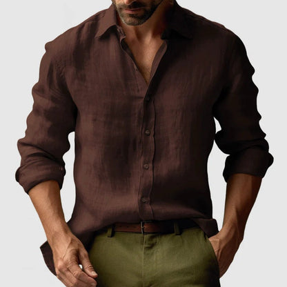 Men's Linen Long Sleeve Shirt Vintage Style