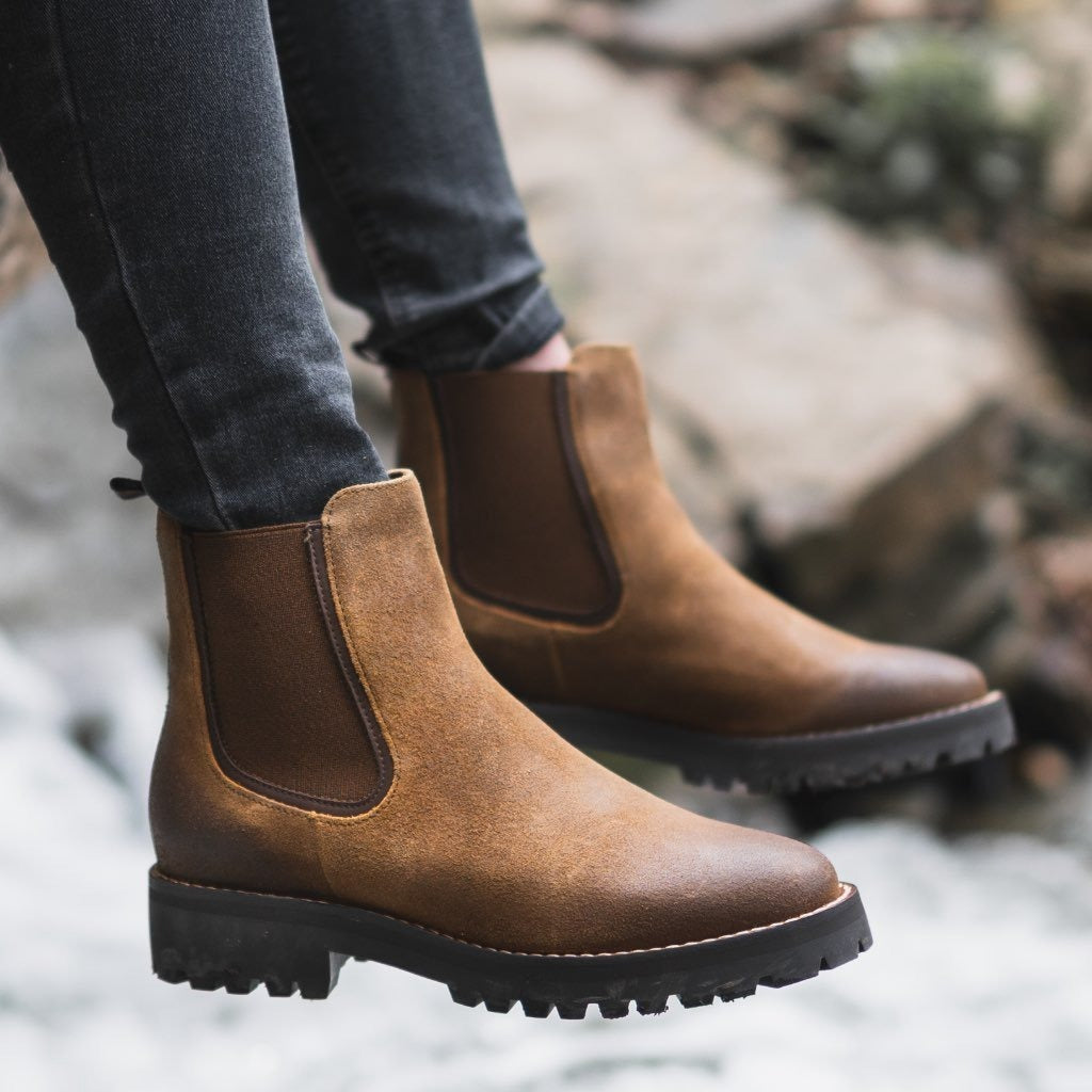 Ladies Low Heel Ankle Boots - Thick Sole
