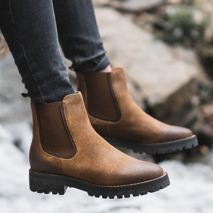 Women's Elastic Side Boots Rounded Toe