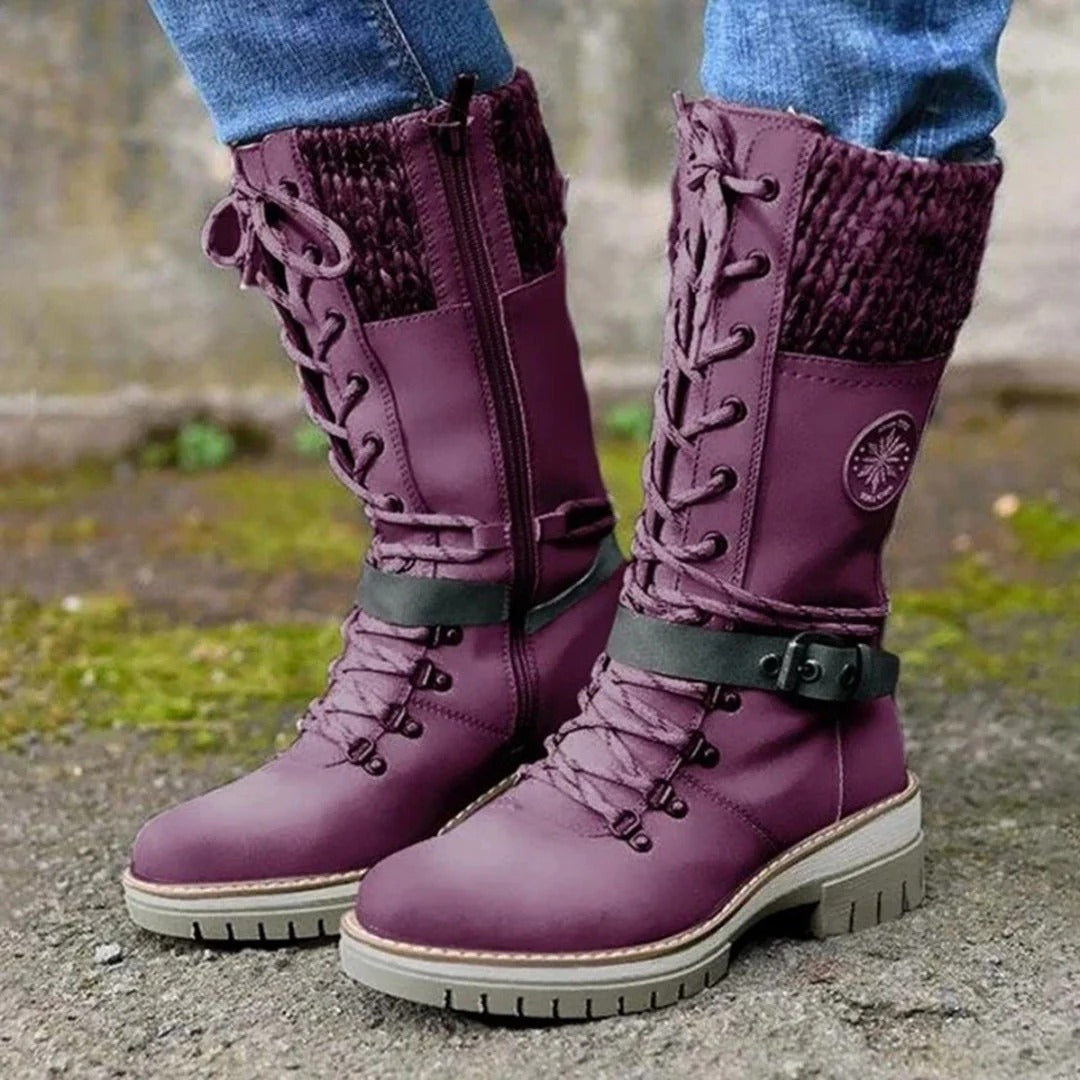 Lace Up Knee High Women's Ankle Boots