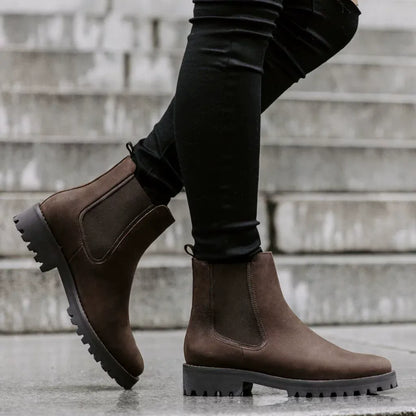 Ladies Low Heel Ankle Boots - Thick Sole