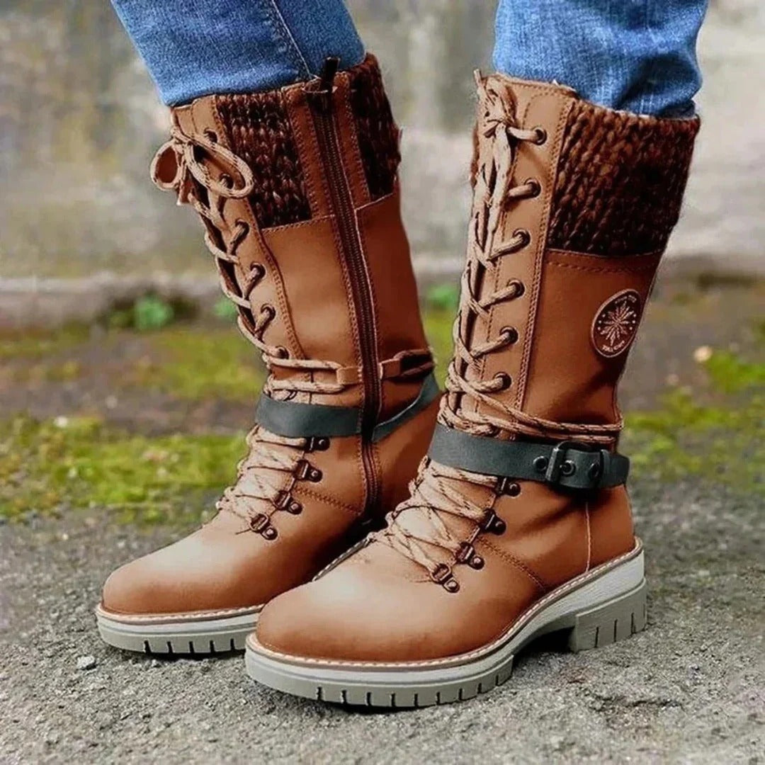 Women's Lace-Up Boots with Cuff