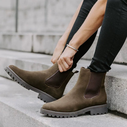 Women's Elastic Side Boots Rounded Toe