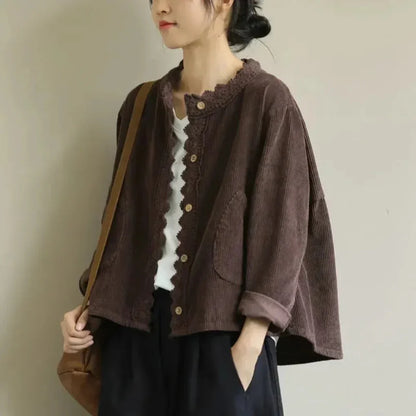 Women's Corduroy Jacket Stitch Detail - VibreMode
