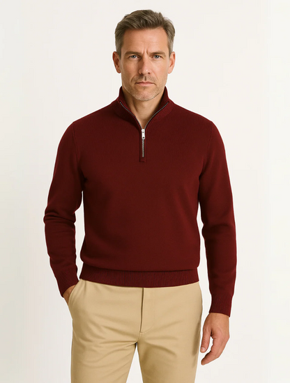 Men's Half-Zip Sweater Navy Blue Wool