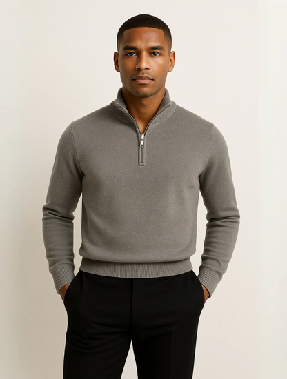 Men's Half-Zip Sweater Navy Blue Wool