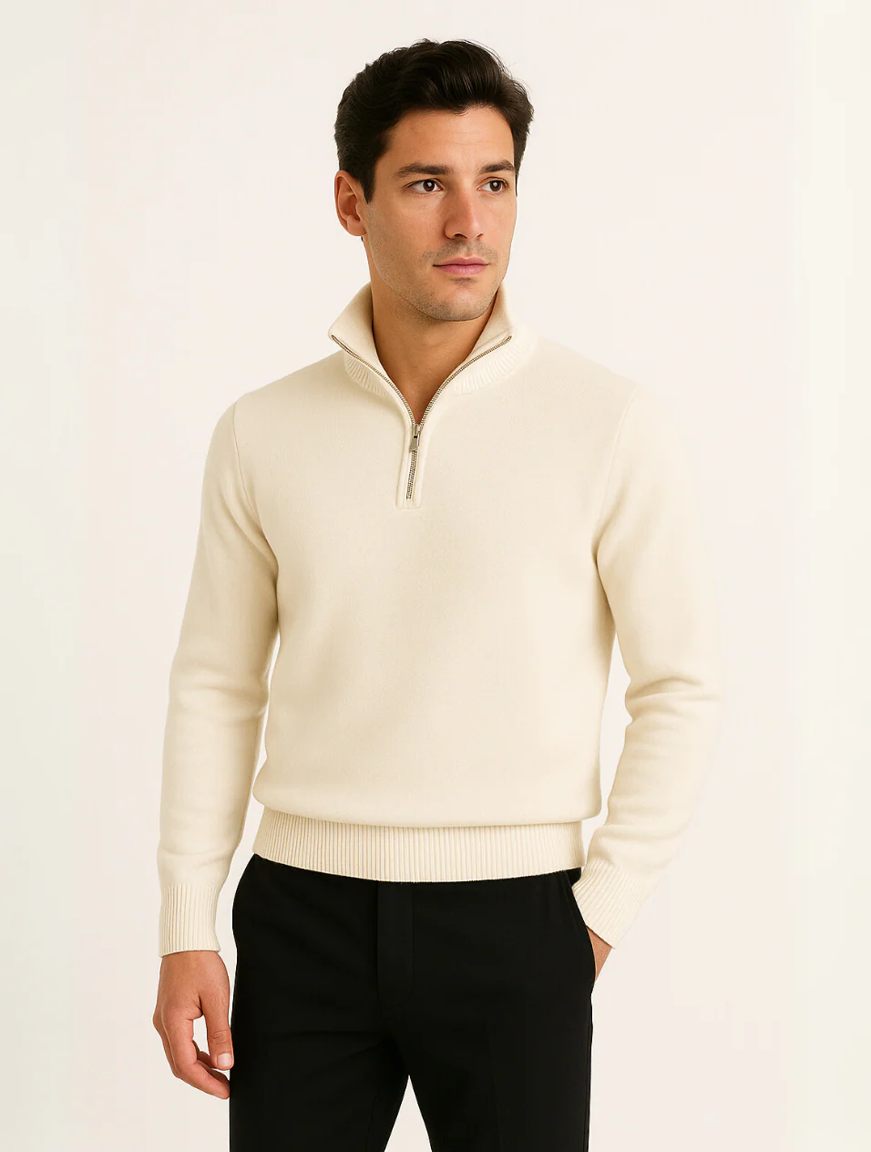Men's Half-Zip Sweater Navy Blue Wool