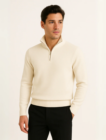 Men's Half-Zip Sweater Navy Blue Wool