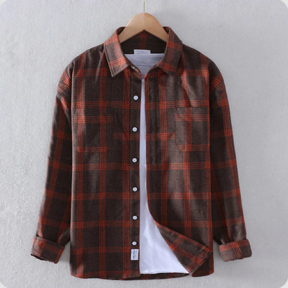 Men's Plaid Flannel Shirt Classic Style - VibreMode
