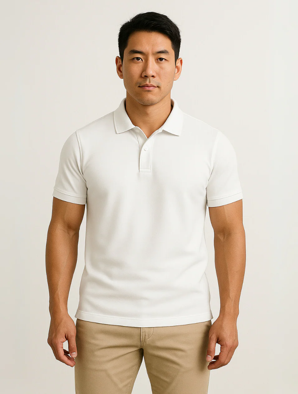 Men's White Polo Shirt Cotton Classic Fit