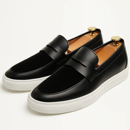 Men's Moccasin Loafers Leather White Sole