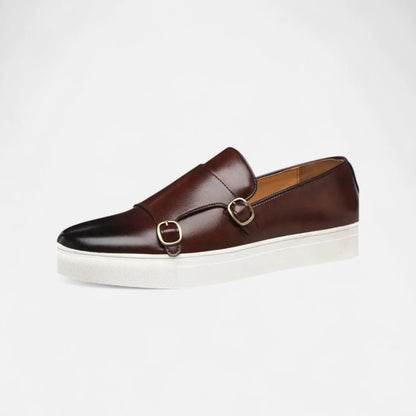 Men's Leather Double Monk Strap Loafers - VibreMode