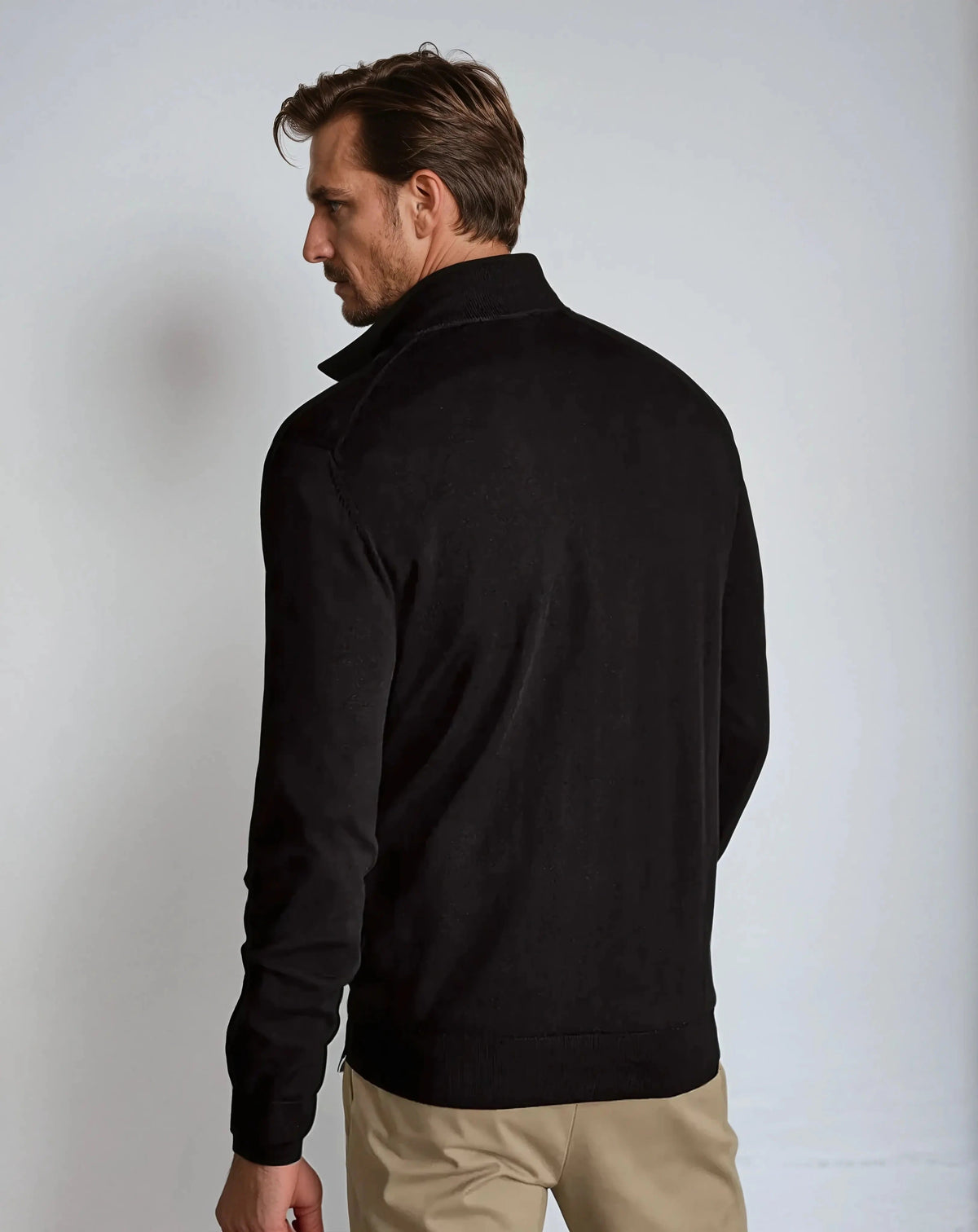 Men's Quarter Zip Sweater Wool Blend