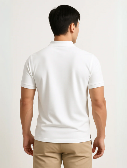 Men's White Polo Shirt Cotton Classic Fit