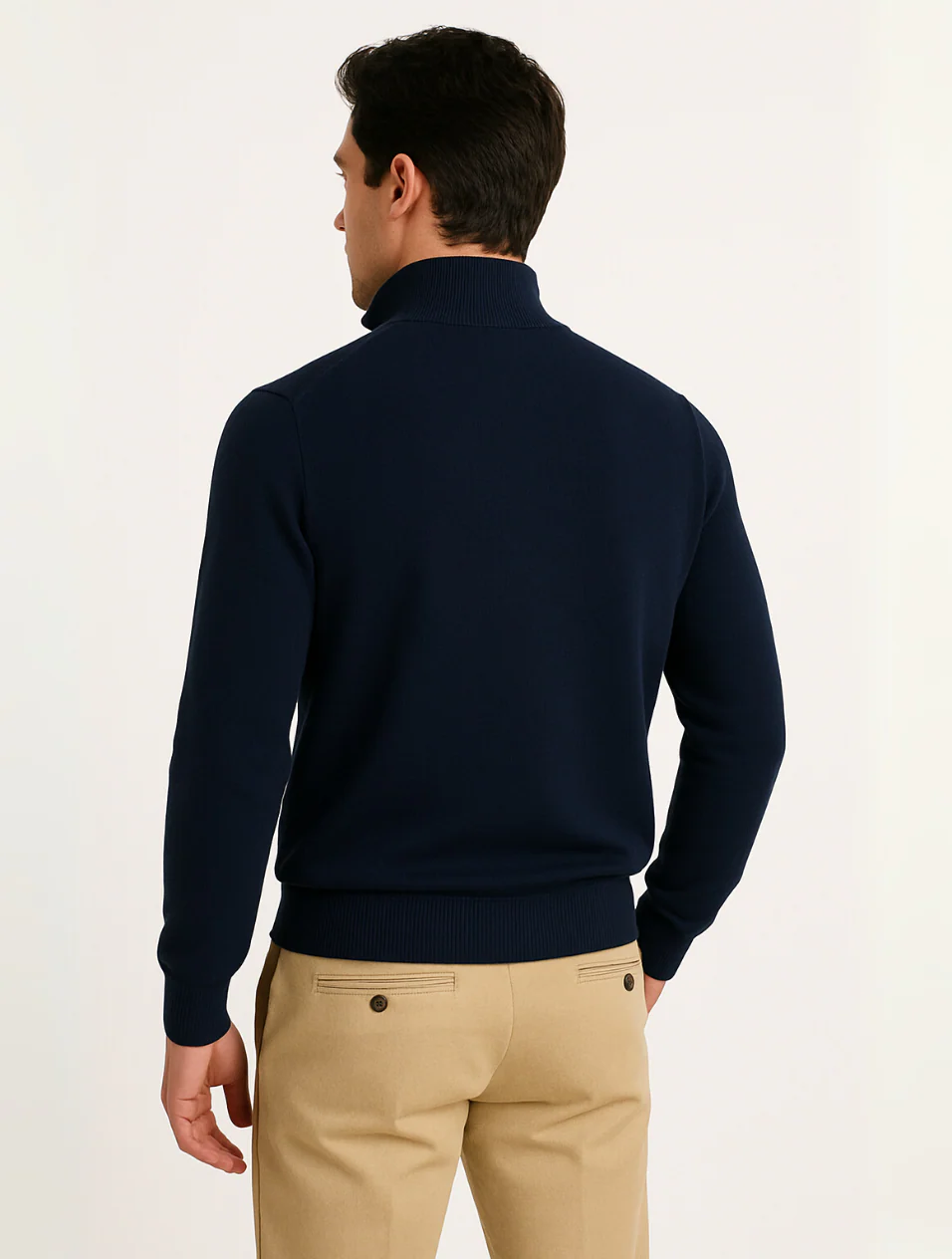 Men's Half-Zip Sweater Navy Blue Wool
