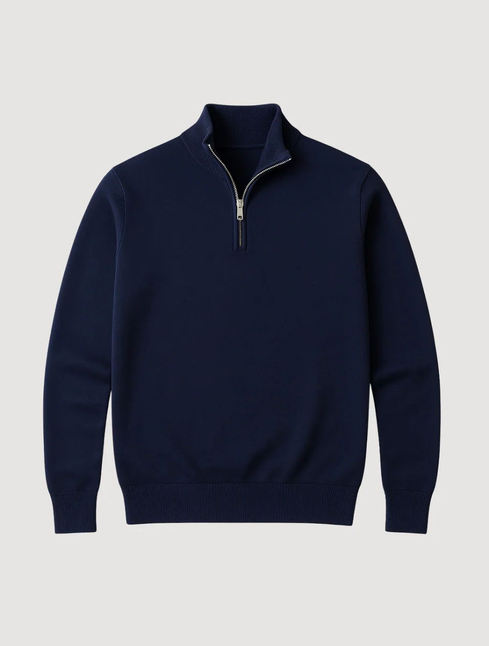 Men's Half-Zip Sweater Navy Blue Wool