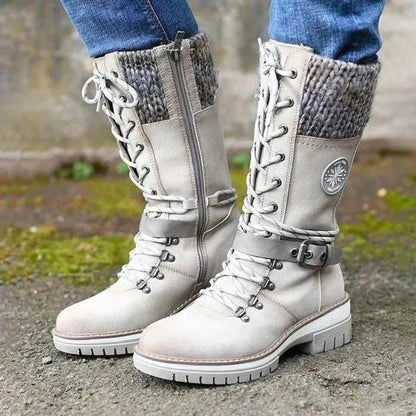 Lace Up Knee High Women's Ankle Boots - VibreMode
