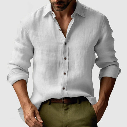 Men's Linen Long Sleeve Shirt Vintage Style