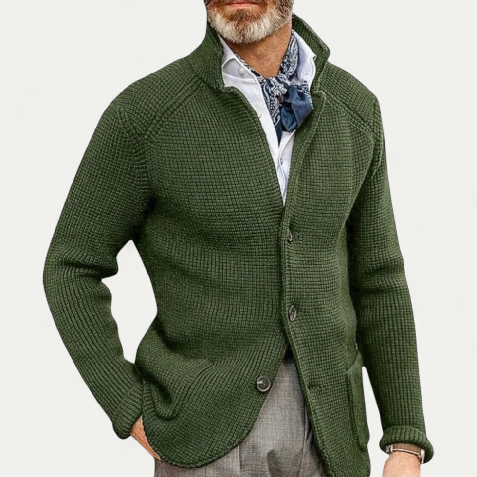 Men's Textured Knit Cardigan Sweater Button Front