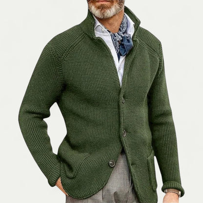 Men's Textured Knit Cardigan Sweater Button Front