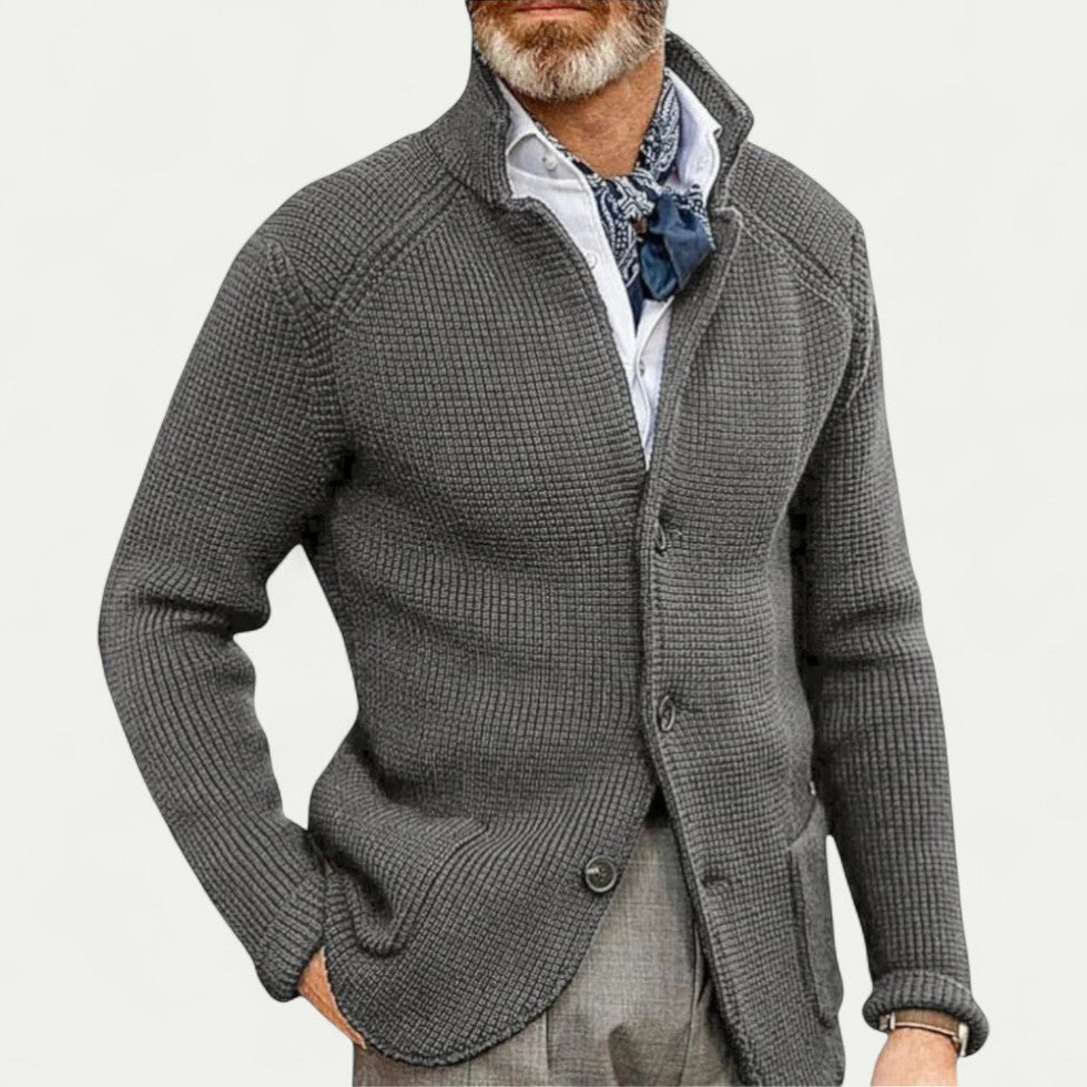 Men's Textured Knit Cardigan Sweater Button Front