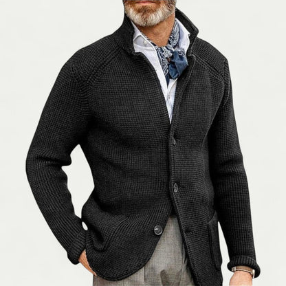 Men's Textured Knit Cardigan Sweater Button Front
