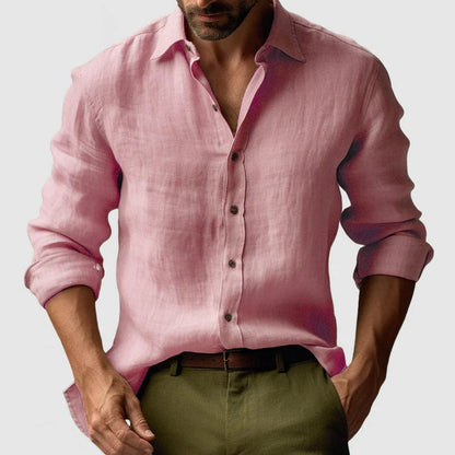 Men's Linen Long Sleeve Shirt Vintage Style