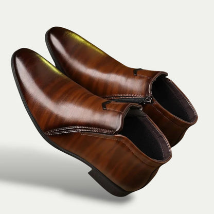 Men's Leather Ankle Boots Vintage Style Brown Dress Shoes