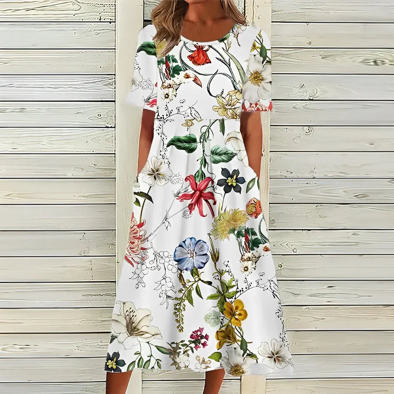 Women's Floral Print Shift Dress - VibreMode