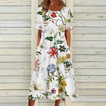 Women's Floral Print Shift Dress - VibreMode