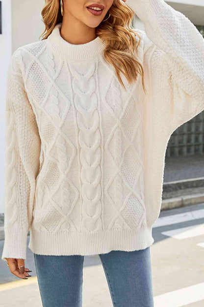 Irene Women's Oversized Cable Knit Sweater - VibreMode