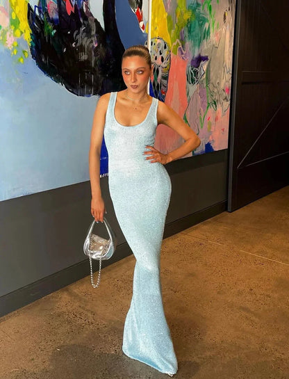Irina Women's Sleeveless Maxi Dress Icy Blue