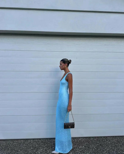 Irina Women's Sleeveless Maxi Dress Icy Blue