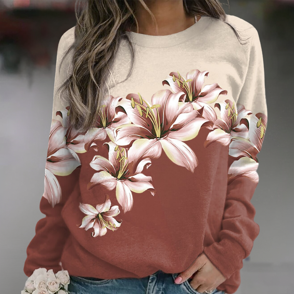 Women's Floral Sweatshirt Soft Breathable Long Sleeve - VibreMode