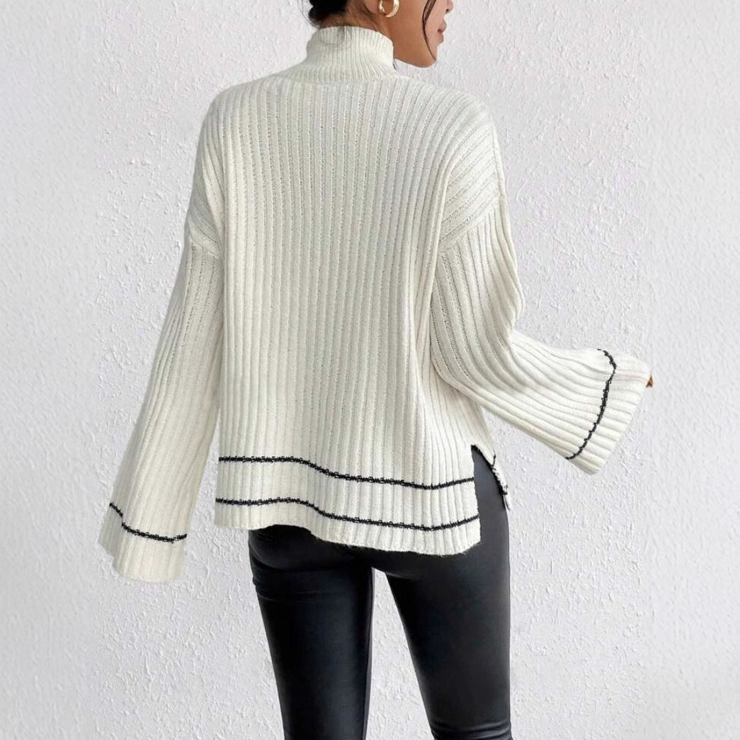 Image of Isabella | Women's Turtleneck Ribbed Knit Sweater