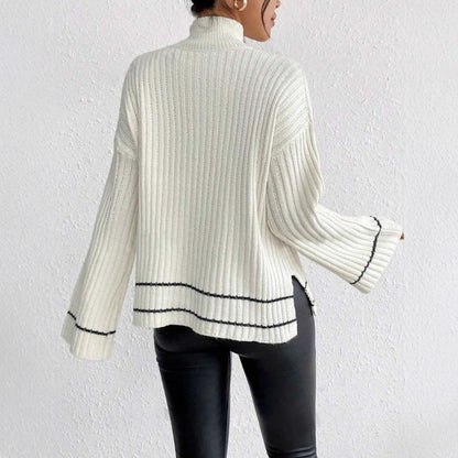 Image of Isabella | Women's Turtleneck Ribbed Knit Sweater