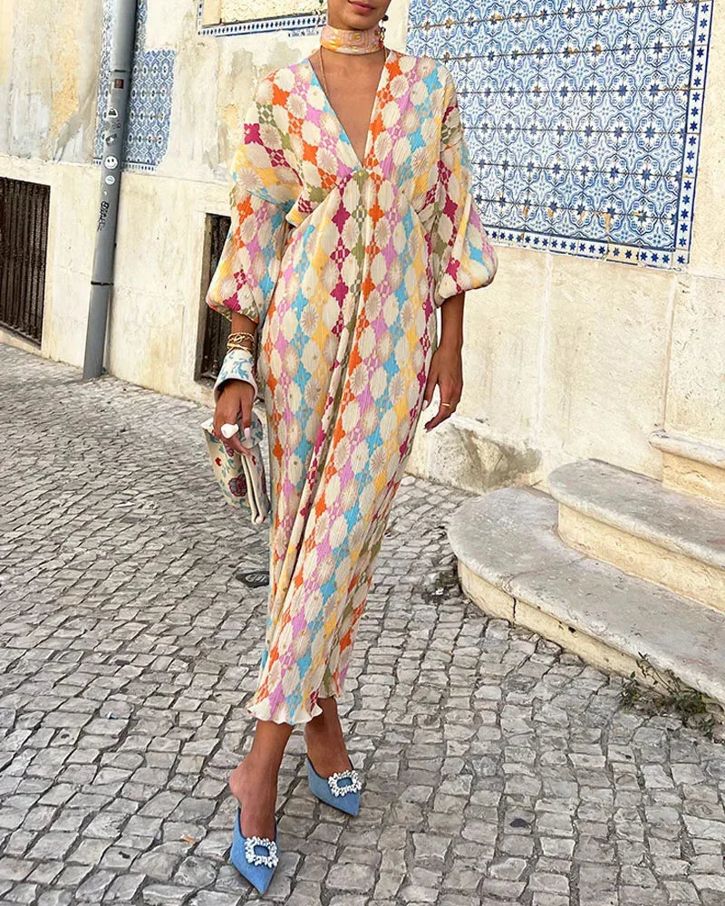 Colorful Geometric Beach Cover Up Dress