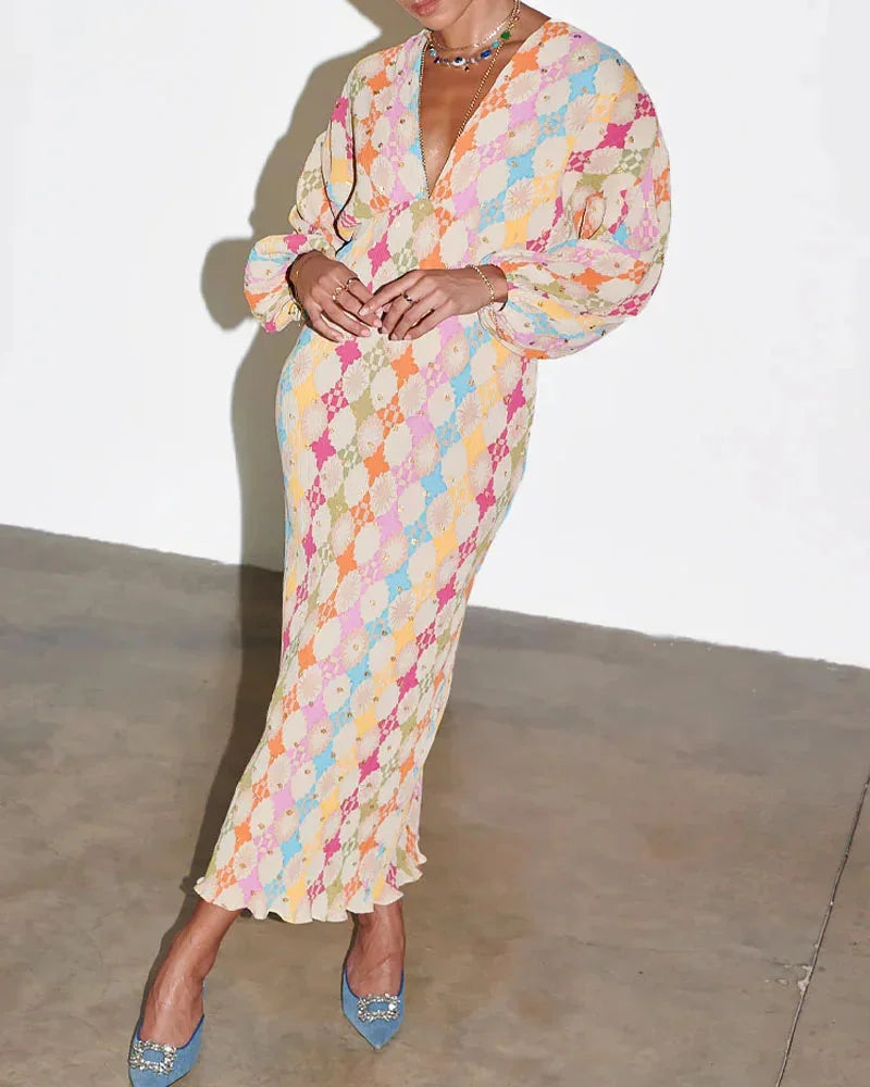 Colorful Geometric Beach Cover Up Dress