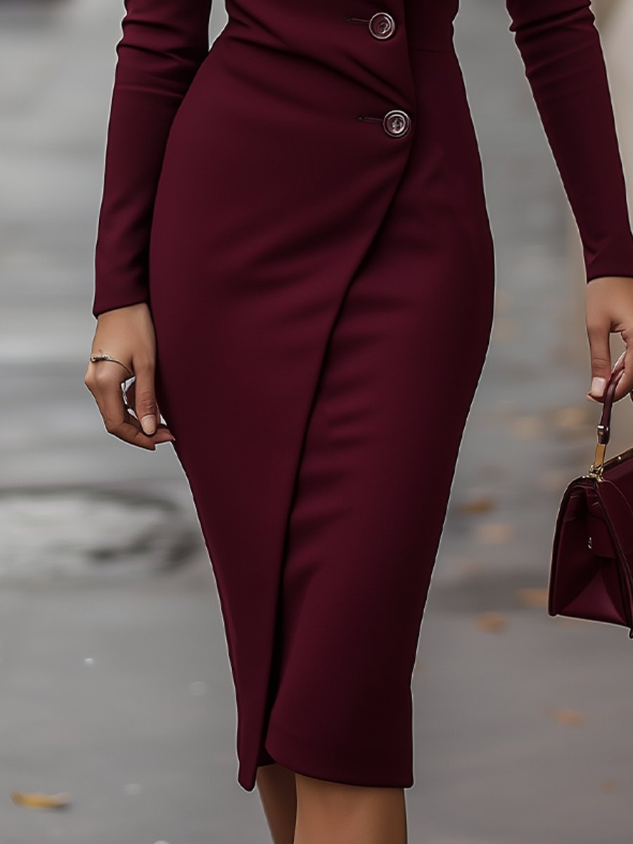 Chic Ladies Floral Midi Wrap Dress