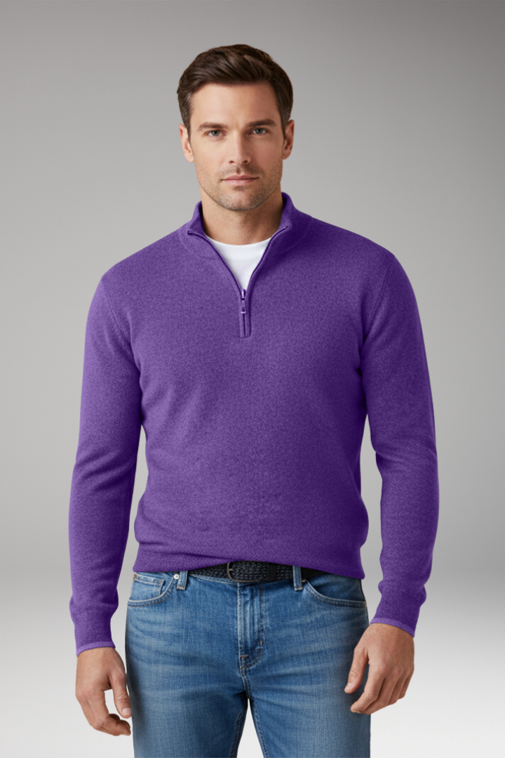 Men's Zipper Collar Pullover Sweater