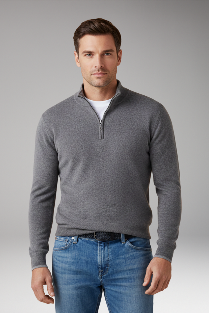 Men's Zipper Collar Pullover Sweater
